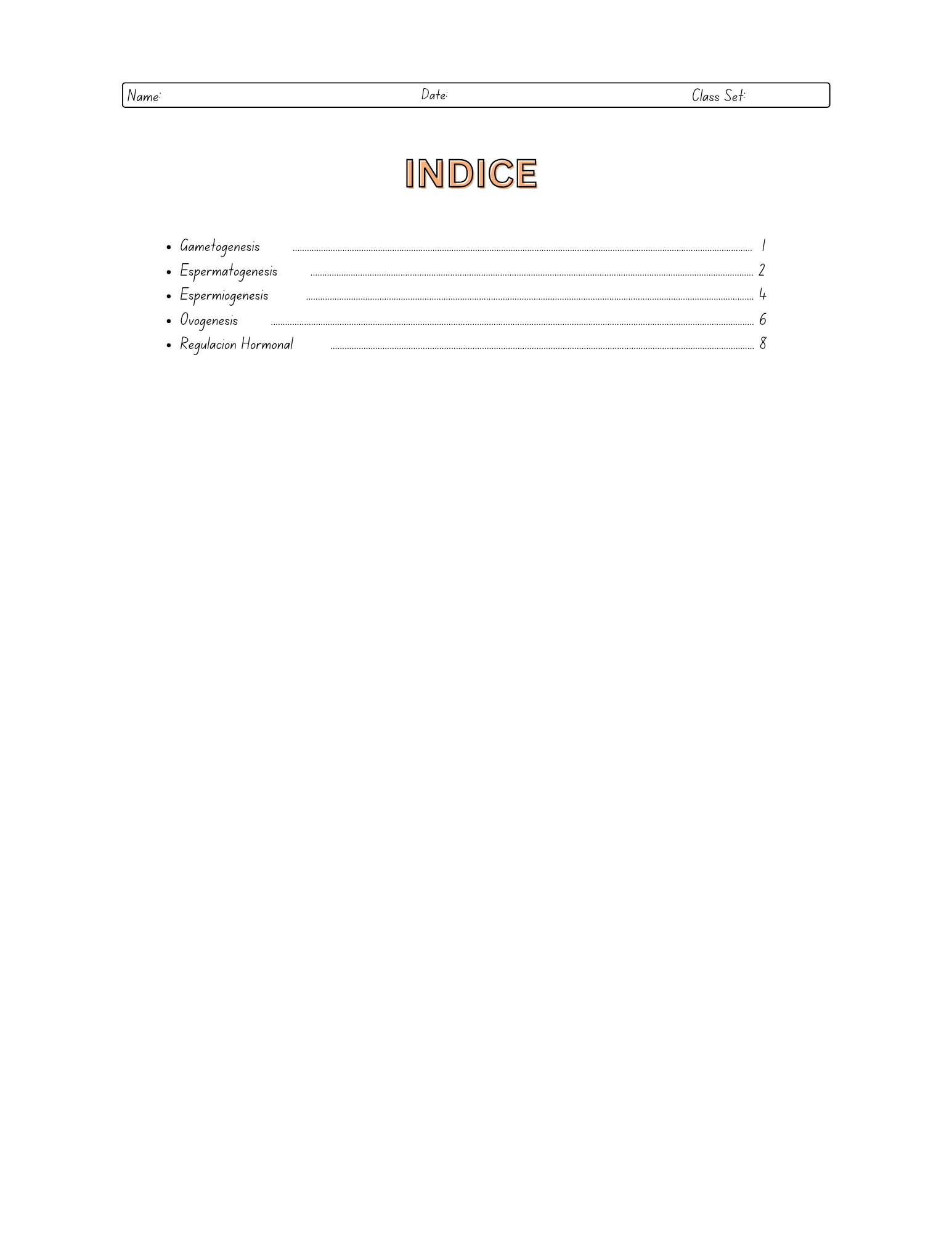 Notas de Embriologia: Gametogenesis y Regulacion Hormonal